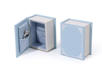 Boîte à bijoux créative en forme de livre avec anneau, fermeture magnétique, impression personnalisée, carton bronzé, doublure en éponge, boîte cadeau en forme de livre