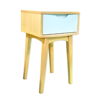 Table de chevet en bois durable certifiée, style traditionnel minimaliste, 1 tiroir, en pin, mobilier de chambre, bois d'hévéa, origine Vietnam