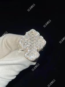 Luxury Custom <b>Cross</b> Baguette Cut Christian Religious 925 <b>Sterling</b> <b>Silver</b> Rhodium Plated Iced Moissanite Ring Gift - Product Image 6