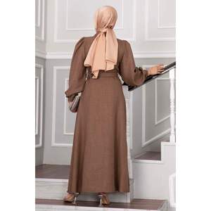 Pearl Detailed Hijab Vestido Marrón - Product Image 2