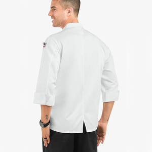 เสื้อโค้ทแขนยาวสำหรับเชฟสีขาวโรงแรม5ดาวเครื่องแบบเชฟชาวฝรั่งเศสชุดเครื่องแบบเชฟคอปกคอจีนเสื้อโค้ทแจ็คเก็ตสำหรับทำอาหาร - Product Image 3