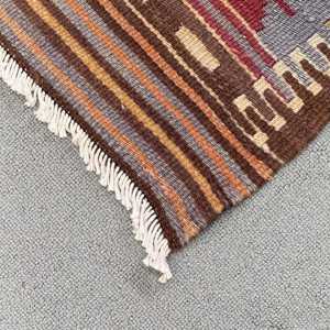 3.1x4.8 ft Rug, Vintage Kilim Rug, Turkish <b>Red</b> <b>Wool</b> Bordered Rug - Product Image 4