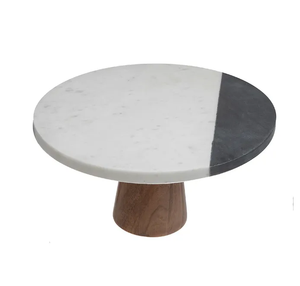 Soporte de pastel de diseño de madera de mármol personalizado Herramientas de pastel de diseño combinado de madera y piedra La mejor decoración hecha a mano - Product Image 1