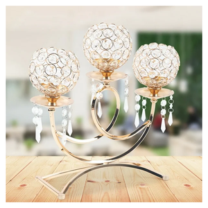 Bougeoir en cristal perlé or rose argenté Photophore votif pour mariage Bougeoir décoratif pour salon - Product Image 1