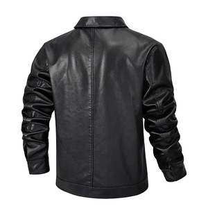 2024 primavera y otoño chaqueta de cuero de motocicleta para hombre de gran tamaño bolsillo negro cremallera solapa Slim Fit Pu abrigo masculino de alta calidad - Product Image 2