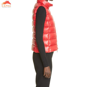 Haute qualité femmes hiver extérieur gilet doux léger coton décontracté coupe-vent bouffant à capuche col fermeture éclair longue couleur grise - Product Image 3
