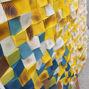 Modern Luxury 3D Abstract <b>Painting</b> Handmade Wooden Sound Diffuser Green Art Deco Style Wall Decor for Weddings Birthdays-Vietnam - Product Image 3