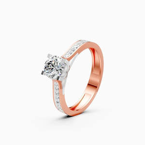 Anillo Solitario de Diamante Cultivado en Laboratorio Eternal Rose de 0.70 Ct, Corte Redondo, en Oro Amarillo, Blanco y Rosa de 9K - Product Image 3