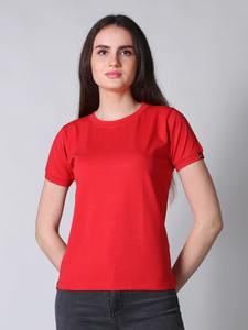 Camiseta Premium de Manga Media, 100% Algodón, Elegante, Duradera y Elástica, Color Escarlata, Tela Canvas de Verano, ODM, Tallas Grandes para Mujer - Product Image 5