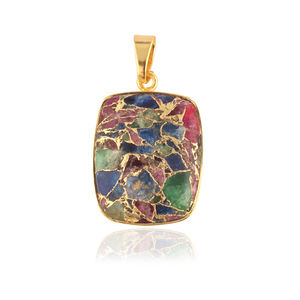 Mohave – bijoux faits à la main pour femme, pendentifs en cuivre, turquoise, plaqué or, forme rectangulaire, pendentif en pierres précieuses pour la fabrication de bijoux - Product Image 1