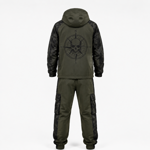 Conjunto Deportivo Táctico Color Verde Militar, Chaqueta Cortavientos y Pantalones Cargo de Algodón Extra Grandes con Cierre de Cordón, Tallas XXS-6XL - Product Image 2