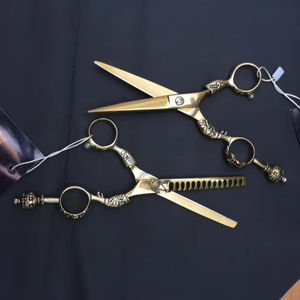 กรรไกรตัดผมทองหรูหรา สแตนเลส สำหรับช่างตัดผมมืออาชีพ - Product Image 5