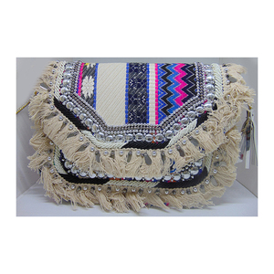 Ethnic Boho Vintage Women's Cotton Messenger Clutch Bag Stylish Handmade <b>Crossbody</b> <b>Purse</b> with Embroidery Zipper Closure Portable - Product Image 1