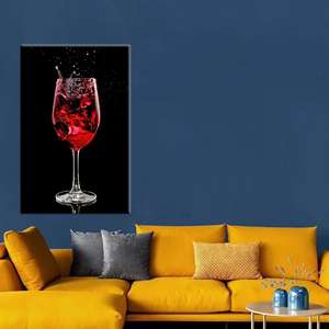 Toile imprimée : Art moderne de gouttes de vin rouge pour la décoration de pub, TOILE ENVELOPPÉE - Product Image 1