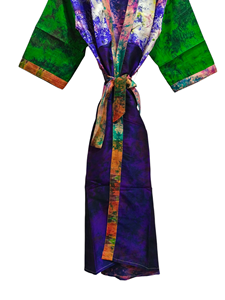 Patchwork Kimono Robe Bikini Cover Up Night Wear Long Robe, hecho a mano indio Vintage reciclado seda Sari Kimono, - Product Image 3