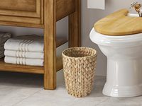 Paniers de rangement sur pied en osier rond en jacinthe d'eau Poubelle élégante et écologique pour la salle de bain et le bureau