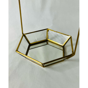 Bandejas de soporte de joyería de cristal de Metal dorado hechas a mano organizador de exhibición de almacenamiento de maquillaje personalizado para contenedor de joyería de mujer - Product Image 5