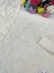 Nuevo Traje Sharara de Diseñador con Bordado de Cuentas y Tela de Georgette Sintética Pesada para Fiestas o Compromisos - Product Image 6