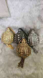 กระเป๋าคลัทช์ประดับลูกปัดโลหะพร้อมตัวล็อครอยจูบสายเดี่ยวผ้าซับในผ้าไหมน้ำหนักเบาสำหรับปาร์ตี้งานแต่งงาน - Product Image 6