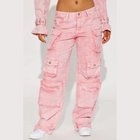 Pantalones vaqueros rasgados para mujer, vaqueros con bolsillo lateral, Pantalón Cargo, venta al por mayor