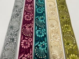 Fait à la main de luxe 9 Mtr. Broderie papillon Net matériel Floral dentelle robes sacs décontracté ethnique traditionnel 3D motifs floraux - Product Image 2