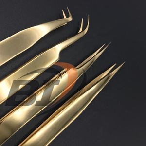 แหนบปลายแหลมสำหรับต่อขนตาพลาสม่าสีทองติดฉลากได้ตามต้องการแบบมืออาชีพ - Product Image 4