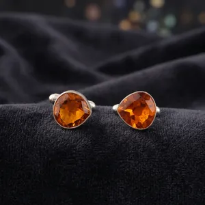 Mancuernillas de Citrino Natural Hechas a Mano por Diseñadores, Juego de Plata de Ley 925, Regalo de Lujo Unisex, Elegante para Vestimenta Formal - Product Image 2