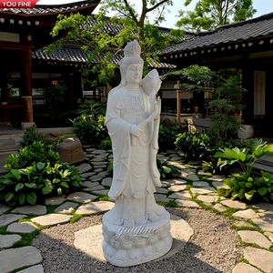 รูปปั้นพระโพธิสัตว์กวน<span class=keywords><strong>อิ</strong></span><span class=keywords><strong>ม</strong></span>หินแกรนิตสีเทาธรรมชาติ YOUFINE แกะสลักด้วยมือสา<span class=keywords><strong>ม</strong></span>ด้าน ฐานรูปดอกบัว เห<span class=keywords><strong>ม</strong></span>าะสำหรับสวนสาธารณะในเมือง - Product Image 3