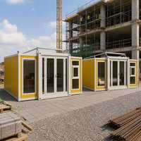 Maison conteneur extensible de 10 pieds, préfabriquée, modulaire, pliable, portable, pour bureau de chantier ou habitation, jaune doré chaud