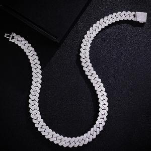 Ensemble de bijoux fins de luxe, chaîne cubaine en moissanite à trois rangs de 15 mm, argent sterling 925, collier et bracelet sertis de diamants - Product Image 4