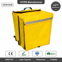 Sac à dos isotherme pliable grande capacité OEM pour livraison de repas, en PVC 500D imperméable avec fermeture éclair, personnalisable avec logo