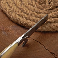 Couteau de chasse et de camping artisanal en acier Damas, lame droite, manche en os, multifonctionnel, pour la randonnée, OEM