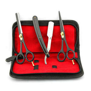 Ciseaux de coupe de cheveux de barbier professionnels en acier inoxydable de haute qualité avec cisailles à effiler 6.5 pouces ciseaux noirs - Product Image 1