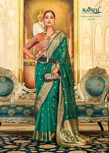รูปแบบ-jacquard zari ทอผ้า Saree กับ jacquard ทอผ้าชายแดนมี pallu อุดมไปด้วยลวดลายทั่วชายแดนของ Saree - Product Image 3