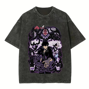 Camiseta lavado ácido para hombre, precio al por mayor, 100% algodón, tejido de punto multicolor informal, 150 gramos, diseño único, estampado de gran tamaño - Product Image 6