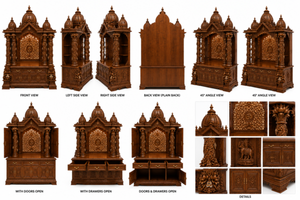 Bollywood Style Floral Carved Teak Wood <b>Mandir</b> <b>For</b> <b>Home</b> Buy Traditional carved Pillar Solid Wood Hindu <b>Pooja</b> Temple Australia - Product Image 5