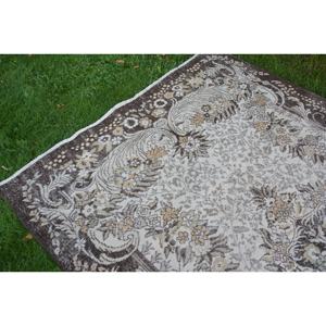 Alfombra clásica de lana marrón Beige de 5,9x10 pies, patrón de retales de tejido plano turco Vintage para decoración para sala de estar, respaldo de látex para pasillo - Product Image 4