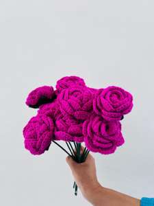 ดอกกุหลาบสีแดงสีชมพูแฮนด์เมดดอกไม้ถักมือดอกไม้ที่สวยงามสำหรับเป็นของขวัญงานแต่งงานวันวาเลนไทน์ของตกแต่งบ้านวันเกิด - Product Image 2