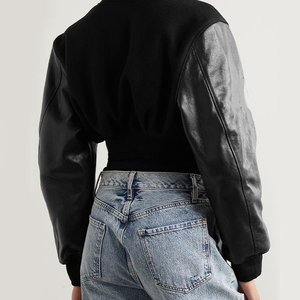 OEM Custom Logo <b>Women</b> Streetwear Crop Top Bomber <b>Jacket</b> Customized Letterman <b>Women's</b> Varsity <b>Jacket</b> for Your Brand - Product Image 2