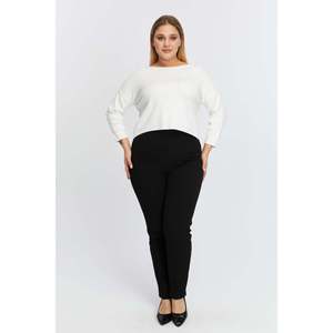 <b>Plus</b> <b>Size</b> Cotton Winter <b>Trousers</b> with Elastic Waistband, <b>Black</b> - Product Image 5