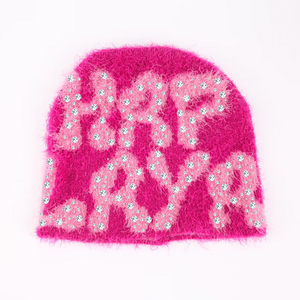 Gorros unisex con borde de mohair de invierno con logotipo personalizado Gorro de invierno de color sólido de punto barato Gorro de acrílico en blanco OEM Gorro - Product Image 6