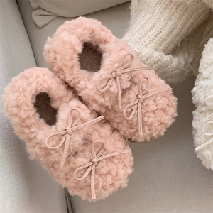 XIXITIAO nueva hermosa moda Retro <span class=keywords><strong>Ballet</strong></span> Flat Cute Bow señoras elegantes zapatos <span class=keywords><strong>de</strong></span> interior <span class=keywords><strong>de</strong></span> felpa <span class=keywords><strong>Zapatillas</strong></span> <span class=keywords><strong>de</strong></span> casa <span class=keywords><strong>de</strong></span> algodón para mujeres - Product Image 4