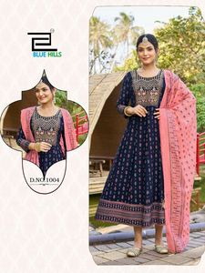 Precioso rayón con bordado Anarkali vestido y Dupatta mujer moda fabricante y proveedor de Surat - Product Image 5