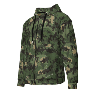 Sudadera elegante con cremallera para hombre, sudadera de invierno de algodón y poliéster con diseño estampado de camuflaje, sudaderas con capucha teñidas lisas para hombre - Product Image 4