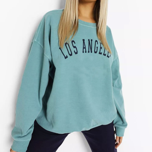Hoodie décontracté et tendance pour femme, personnalisé, en polyester/coton tissé écologique et respirant, à manches chauve-souris, coupe ample et couleur unie - Product Image 4