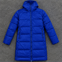 Veste à capuche longue bleue avec fermeture éclair, coupe-vent, manteau d'hiver unisexe, style décontracté, couleur unie, fibre de polyester épaisse