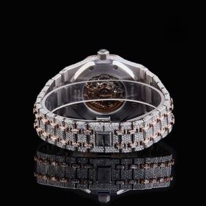 Montre Hip Hop en Moissanite, Montres Serties de Diamants, Montre de Luxe pour Hommes avec Cadran Blanc, Montre en Or Blanc Cultivée en Laboratoire - Product Image 2