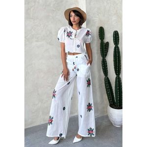 Pantalones Bordados - CREMA - Product Image 1