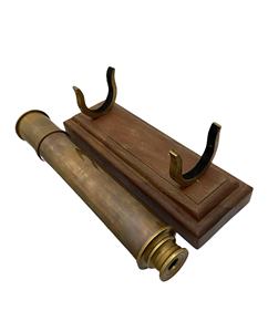 Télescope en laiton avec base en verre et bois, style nautique vintage, léger, polyvalent, décoration de bureau, décoration classique, étagère de bureau - Product Image 2