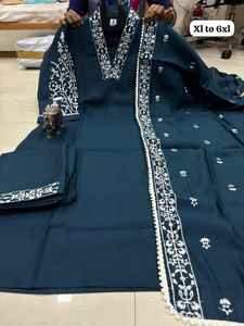 ผ้ามัสลินหนักพิเศษแฟชั่นที่ดีที่สุดพร้อมกางเกงทำงาน kurti และ dupatta ผู้ส่งออกทั่วโลก - Product Image 4